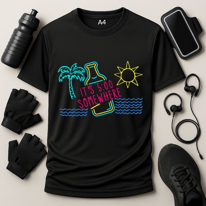 ItS 5 OClock Somewhere Beach Vacation Cooling Performance Crew T-Shirt