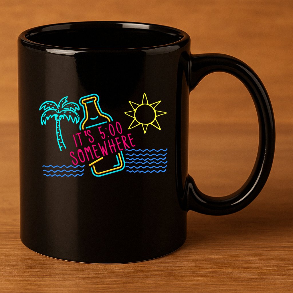 ItS 5 OClock Somewhere Beach Vacation 11oz C Handle Ceramic Mug