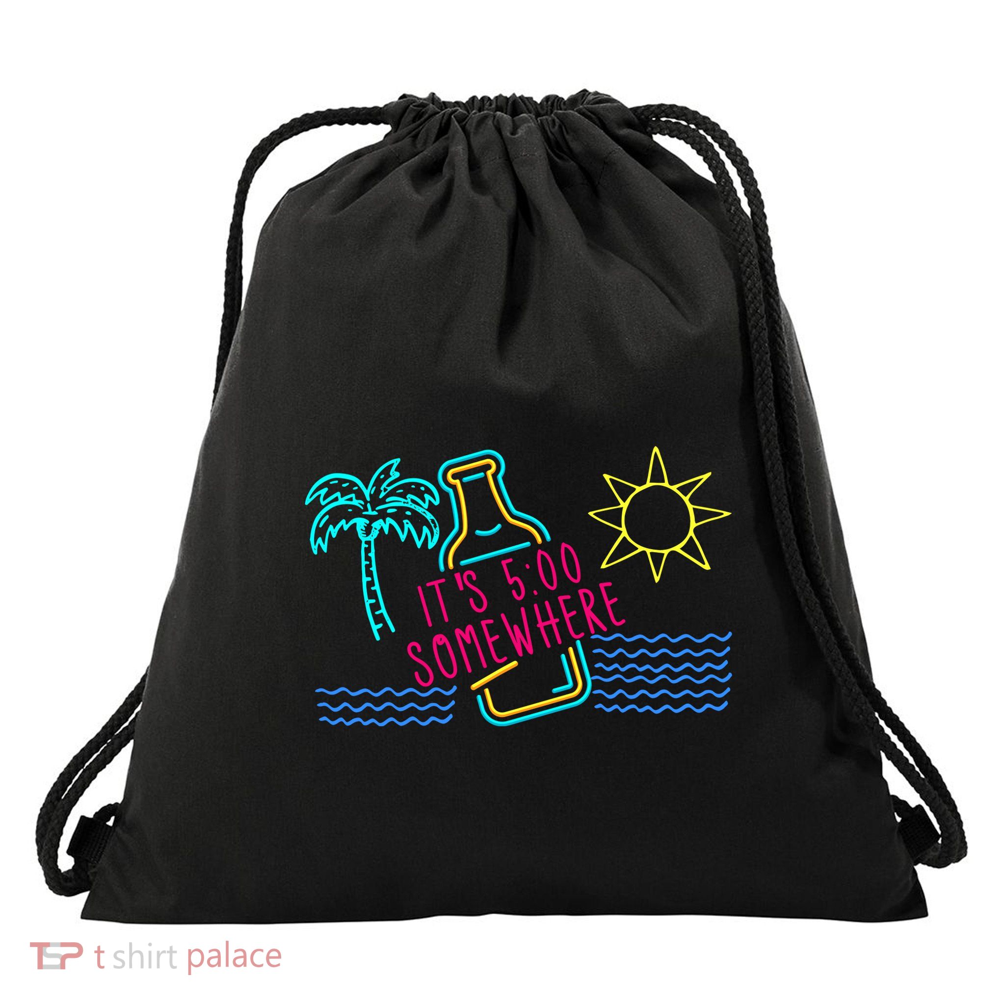 ItS 5 OClock Somewhere Beach Vacation Drawstring Bag