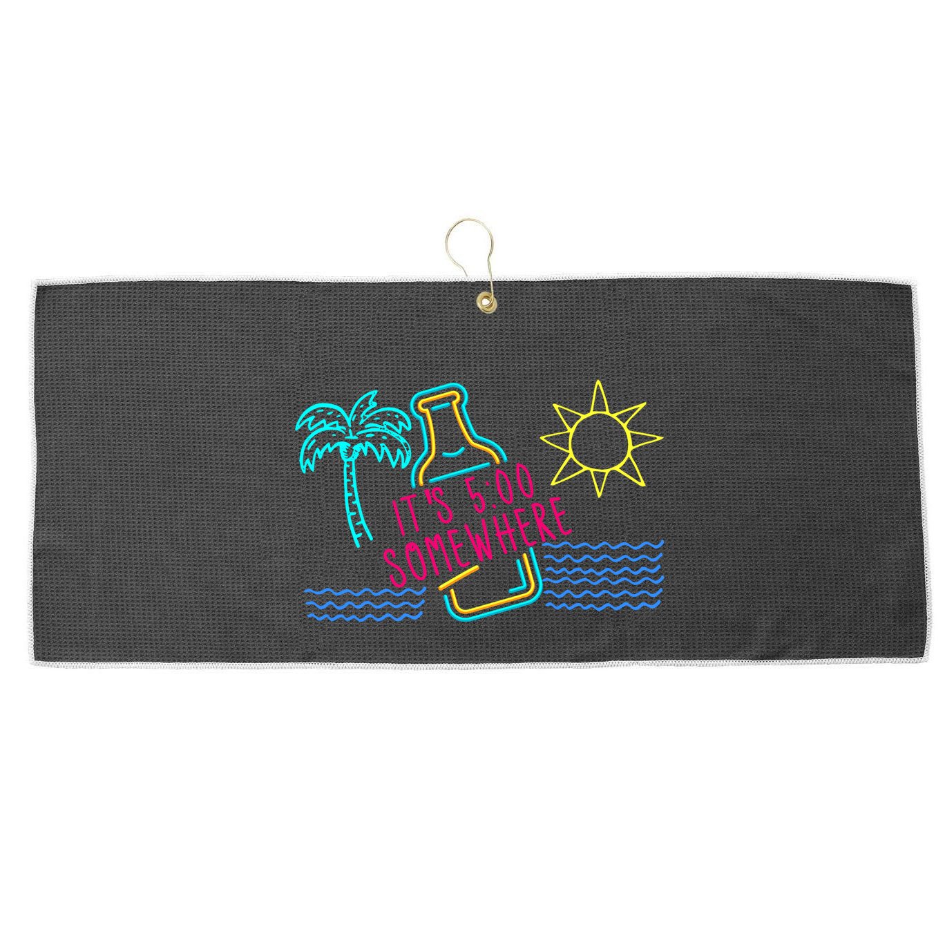 ItS 5 OClock Somewhere Beach Vacation Large Microfiber Waffle Golf Towel