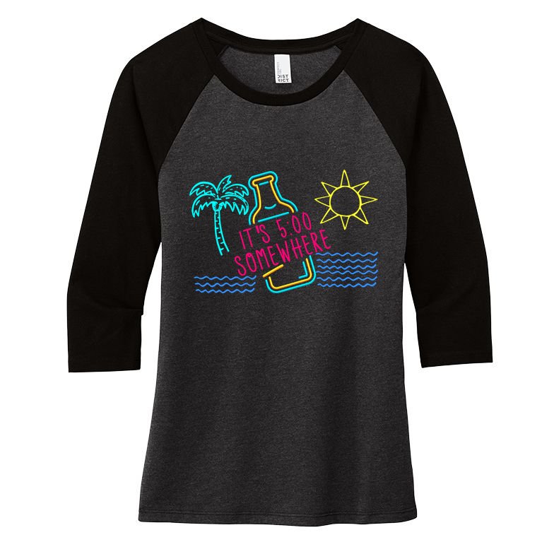 ItS 5 OClock Somewhere Beach Vacation Women's Tri-Blend 3/4-Sleeve Raglan Shirt
