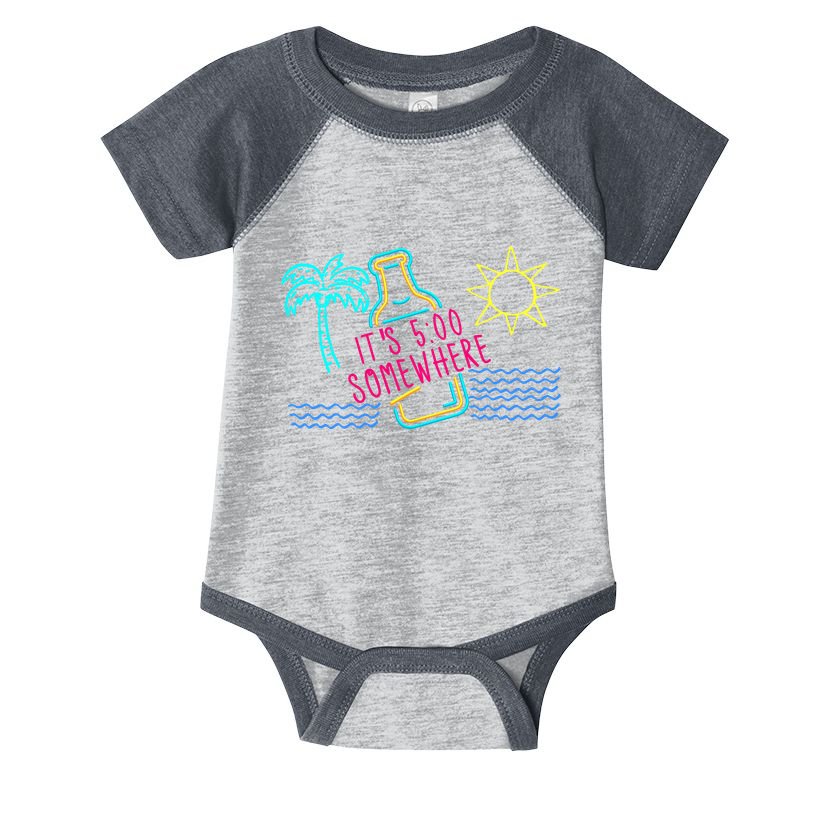 ItS 5 OClock Somewhere Beach Vacation Infant Baby Jersey Bodysuit
