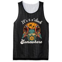 ItS 5 O’Clock Somewhere Parrot Summer Beach Sunset Drinking Mesh Reversible Basketball Jersey Tank