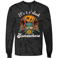 ItS 5 O’Clock Somewhere Parrot Summer Beach Sunset Drinking Tie-Dye Long Sleeve Shirt