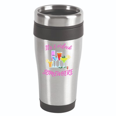 Its 5 O’clock Somewhere Hello Summer Beach Lover Summertime 16oz Travel Tumbler