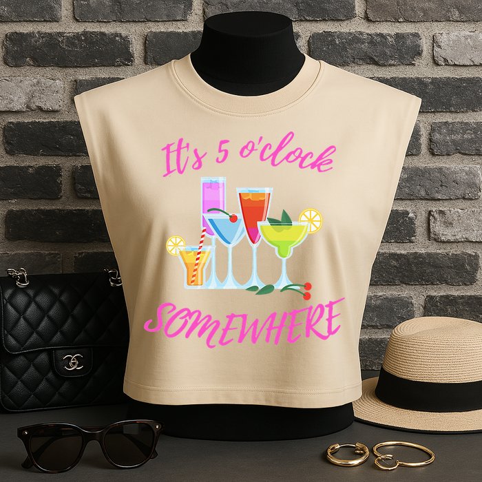 Its 5 O’clock Somewhere Hello Summer Beach Lover Summertime Garment-Dyed Women's Muscle Tee
