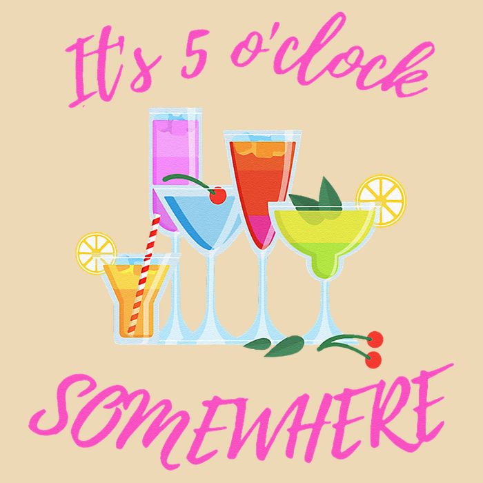 Its 5 O’clock Somewhere Hello Summer Beach Lover Summertime Drawstring Bag
