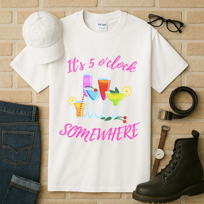 Its 5 O’clock Somewhere Hello Summer Beach Lover Summertime Tall T-Shirt