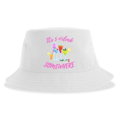 Its 5 O’clock Somewhere Hello Summer Beach Lover Summertime Sustainable Bucket Hat