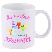Its 5 O’clock Somewhere Hello Summer Beach Lover Summertime 11oz C Handle Ceramic Mug