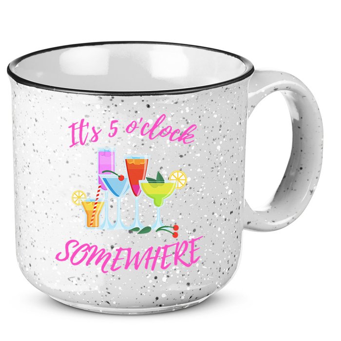 Its 5 O’clock Somewhere Hello Summer Beach Lover Summertime 15oz Campfire Ceramic Mug