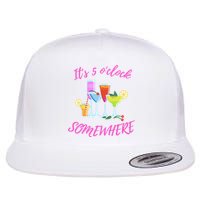 Its 5 O’clock Somewhere Hello Summer Beach Lover Summertime Flat Bill Trucker Hat