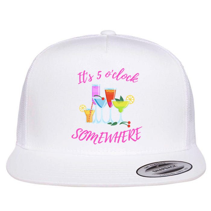 Its 5 O’clock Somewhere Hello Summer Beach Lover Summertime Flat Bill Trucker Hat