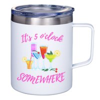 Its 5 O’clock Somewhere Hello Summer Beach Lover Summertime 12oz Stainless Steel Coffee Mug