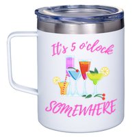 Its 5 O’clock Somewhere Hello Summer Beach Lover Summertime 12oz Stainless Steel Coffee Mug