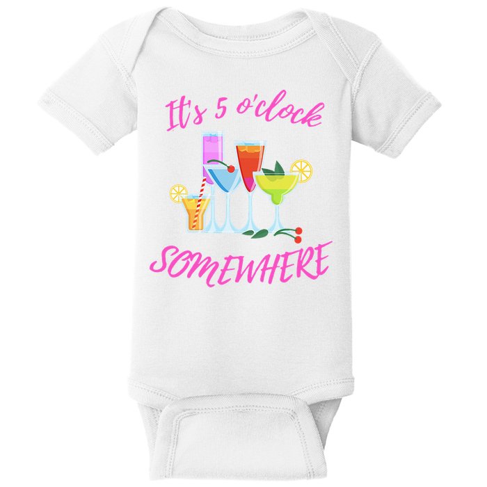 Its 5 O’clock Somewhere Hello Summer Beach Lover Summertime Baby Bodysuit