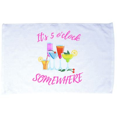 Its 5 O’clock Somewhere Hello Summer Beach Lover Summertime Microfiber Hand Towel