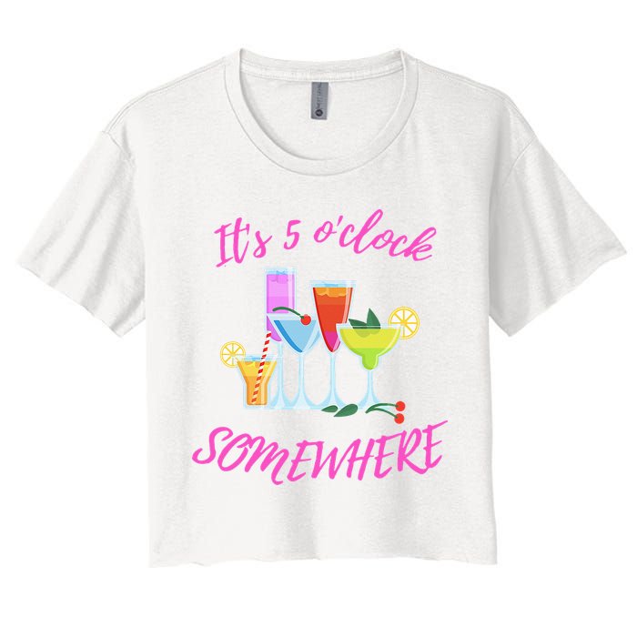 Its 5 O’clock Somewhere Hello Summer Beach Lover Summertime Crop Top