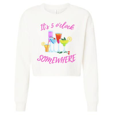 Its 5 O’clock Somewhere Hello Summer Beach Lover Summertime Cropped Pullover Crew