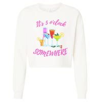 Its 5 O’clock Somewhere Hello Summer Beach Lover Summertime Cropped Pullover Crew
