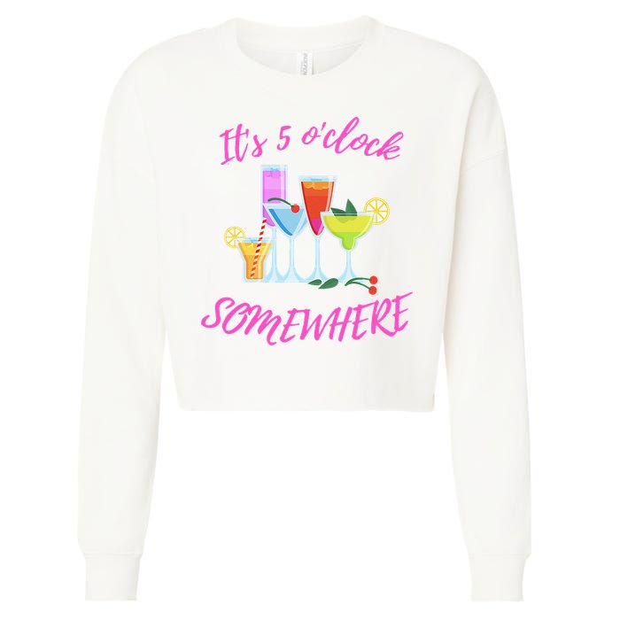Its 5 O’clock Somewhere Hello Summer Beach Lover Summertime Cropped Pullover Crew