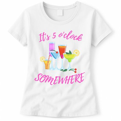 Its 5 O’clock Somewhere Hello Summer Beach Lover Summertime Womens T-Shirt
