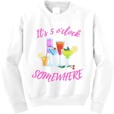 Its 5 O’clock Somewhere Hello Summer Beach Lover Summertime Kids Sweatshirt