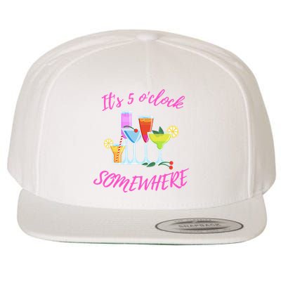 Its 5 O’clock Somewhere Hello Summer Beach Lover Summertime Wool Snapback Cap