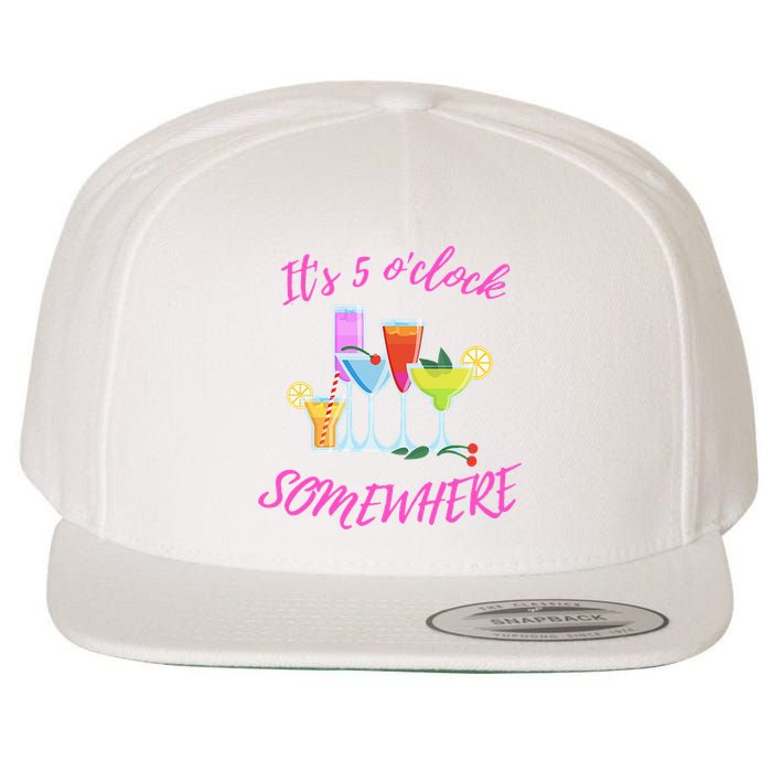 Its 5 O’clock Somewhere Hello Summer Beach Lover Summertime Wool Snapback Cap