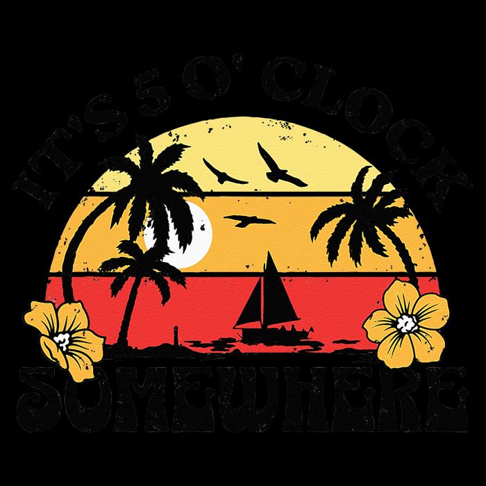 Its 5 O’clock Somewhere Summer Retro Sunset Drinking 16oz Travel Tumbler