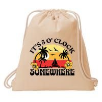 Its 5 O’clock Somewhere Summer Retro Sunset Drinking Drawstring Bag