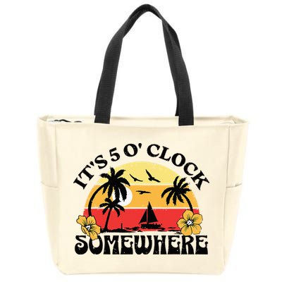 Its 5 O’clock Somewhere Summer Retro Sunset Drinking Zip Tote Bag