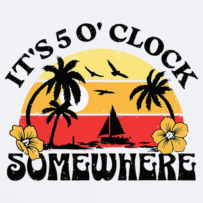 Its 5 O’clock Somewhere Summer Retro Sunset Drinking Sueded Cloud Jersey T-Shirt