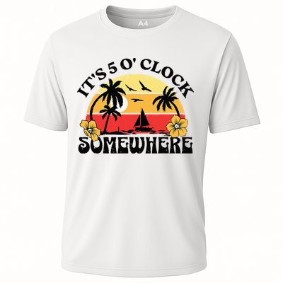 Its 5 O’clock Somewhere Summer Retro Sunset Drinking Performance Shirt