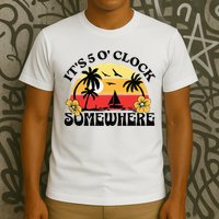 Its 5 O’clock Somewhere Summer Retro Sunset Drinking T-Shirt