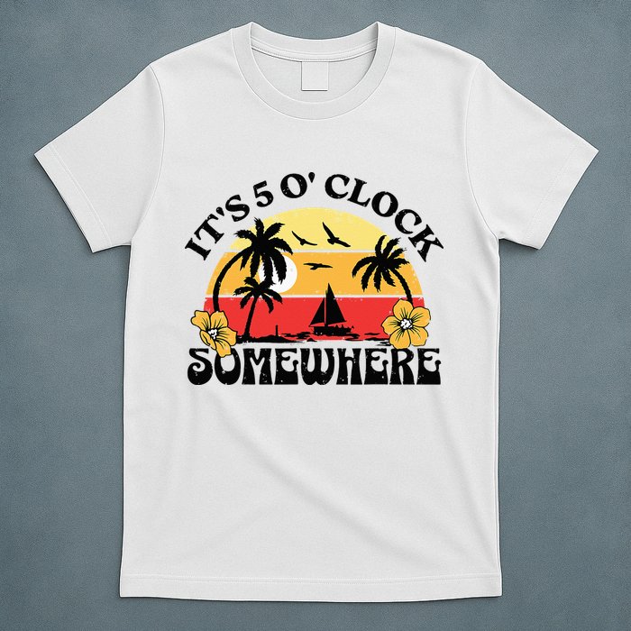 Its 5 O’clock Somewhere Summer Retro Sunset Drinking T-Shirt