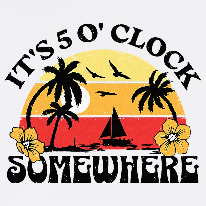 Its 5 O’clock Somewhere Summer Retro Sunset Drinking T-Shirt