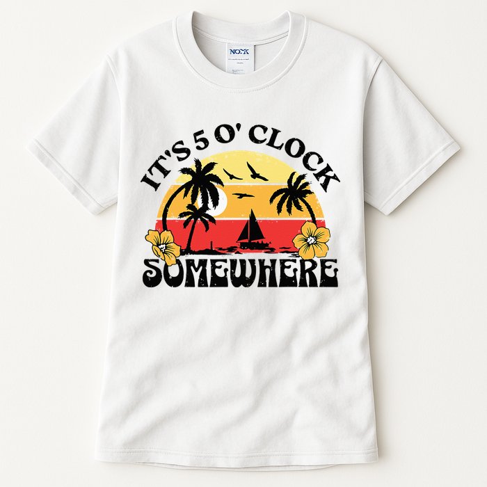 Its 5 O’clock Somewhere Summer Retro Sunset Drinking Tall T-Shirt