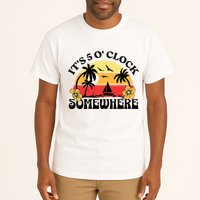 Its 5 O’clock Somewhere Summer Retro Sunset Drinking Tall T-Shirt