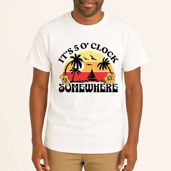 Its 5 O’clock Somewhere Summer Retro Sunset Drinking Tall T-Shirt