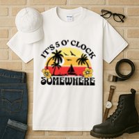 Its 5 O’clock Somewhere Summer Retro Sunset Drinking Tall T-Shirt