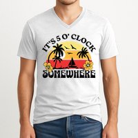 Its 5 O’clock Somewhere Summer Retro Sunset Drinking V-Neck T-Shirt