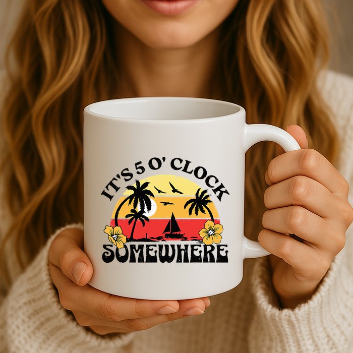Its 5 O’clock Somewhere Summer Retro Sunset Drinking Mug