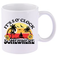 Its 5 O’clock Somewhere Summer Retro Sunset Drinking 11oz C Handle Ceramic Mug
