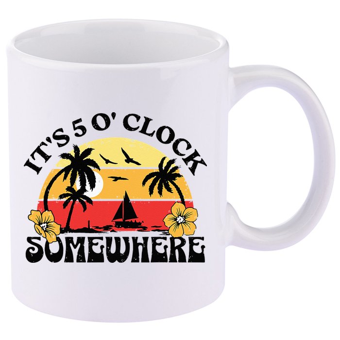 Its 5 O’clock Somewhere Summer Retro Sunset Drinking 11oz C Handle Ceramic Mug