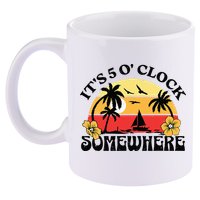 Its 5 O’clock Somewhere Summer Retro Sunset Drinking 11oz C Handle Ceramic Mug