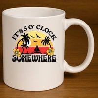 Its 5 O’clock Somewhere Summer Retro Sunset Drinking 11oz C Handle Ceramic Mug