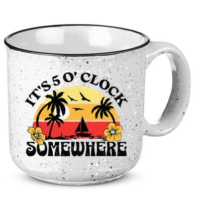 Its 5 O’clock Somewhere Summer Retro Sunset Drinking 15oz Campfire Ceramic Mug