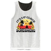Its 5 O’clock Somewhere Summer Retro Sunset Drinking Mesh Reversible Basketball Jersey Tank