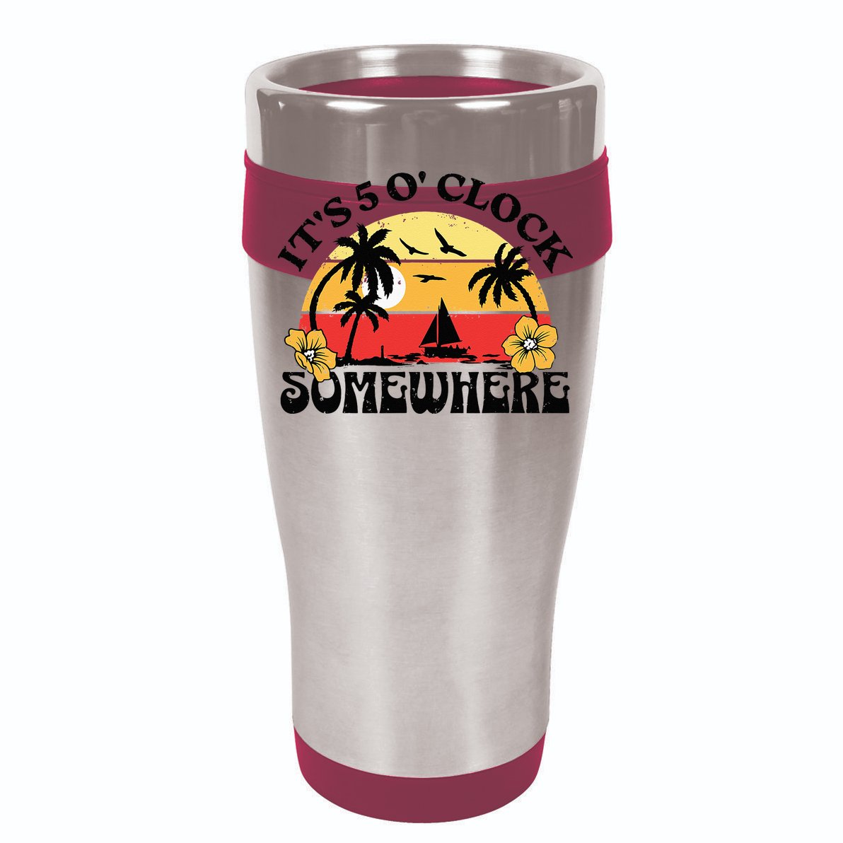 Its 5 O’clock Somewhere Summer Retro Sunset Drinking Cooling Performance Long Sleeve Crew
